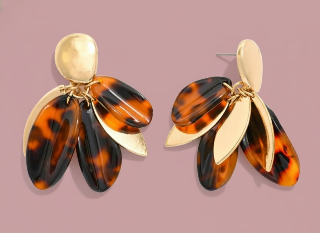 tortoise + gold layered drops