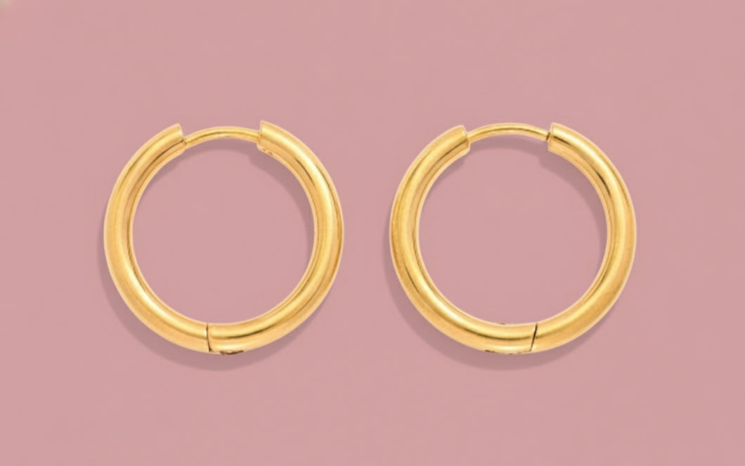 medium goldtone huggie hoops