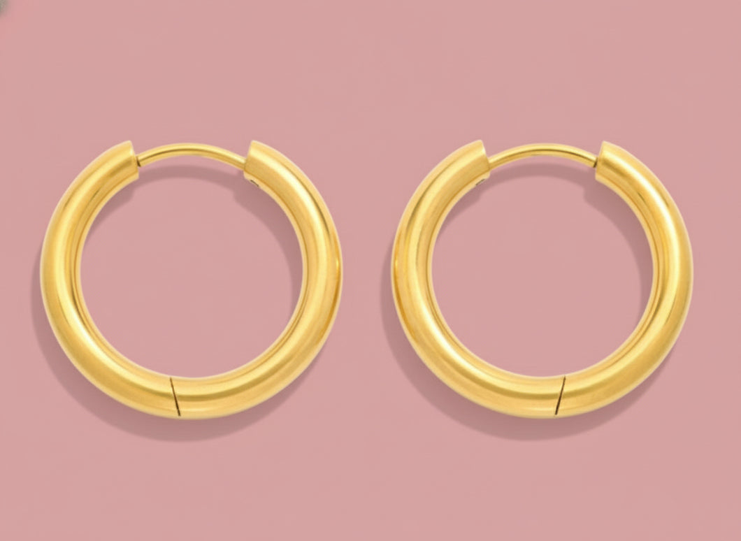 large goldtone huggie hoops