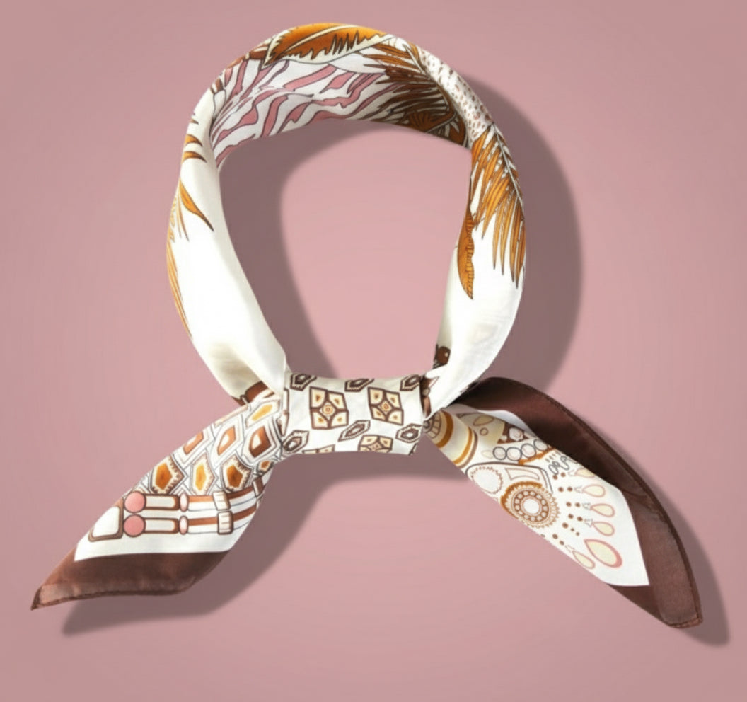 brown geometric scarf