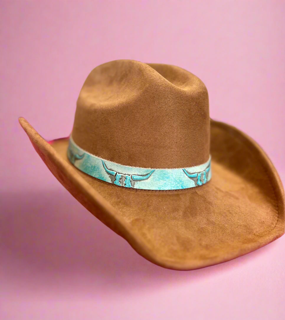 Stetson Olive Felt Western Hat with Brown Leather Band and Turquoise Stetson Weston Denim Felt Western Cowboy Hat main image 4
