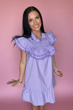 Load image into Gallery viewer, lavender ruffle collar dress
