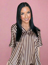 Load image into Gallery viewer, autumn stripes satin blouse
