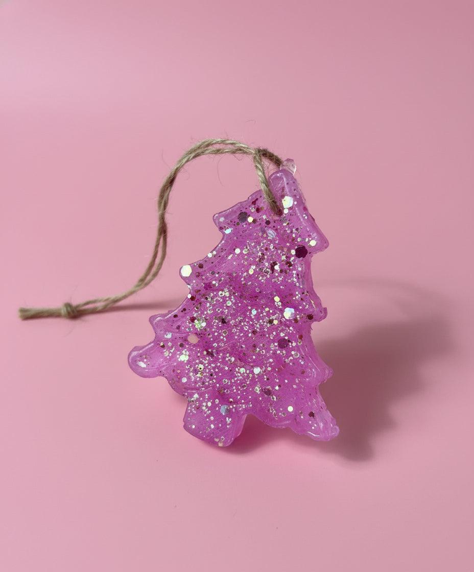 mini Christmas tree car freshie, pink