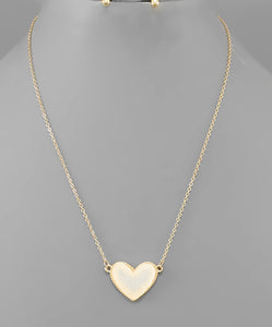 druzy heart necklace, white