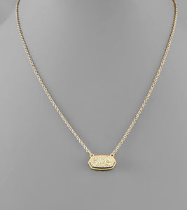 hexagon druzy necklace, gold