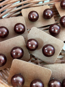 brown pearl studs