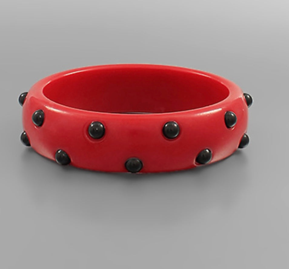 chunky bangle, red + black