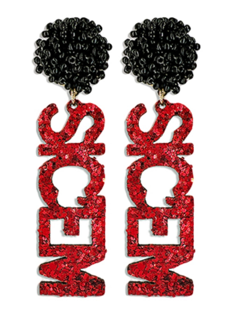 sic 'em pom pom earrings