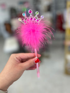 princess crown pen, pink