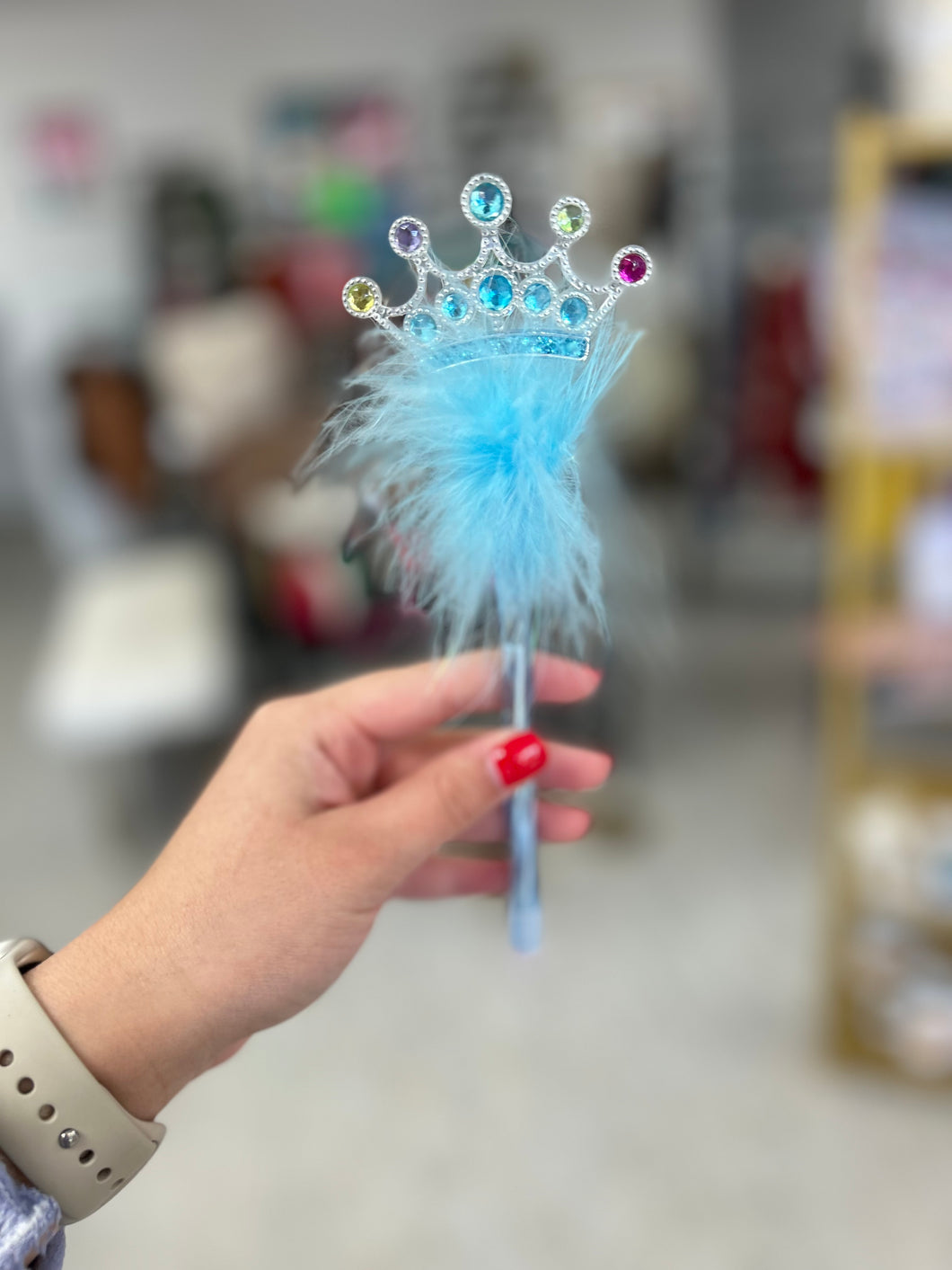 princess crown pen, blue