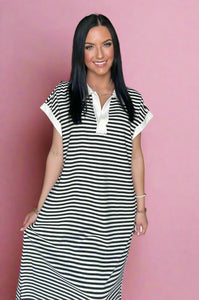 striped relaxed midi dress