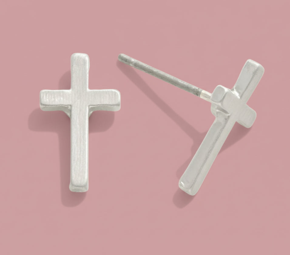 silver cross studs