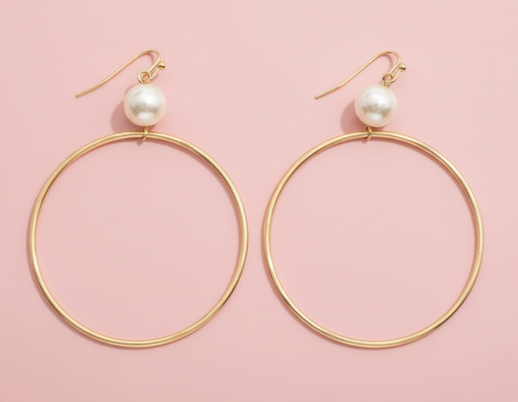 pearl bead drop hoops
