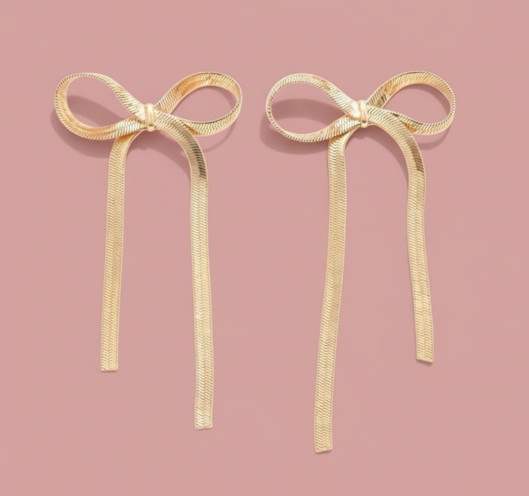 herringbone bow earrings
