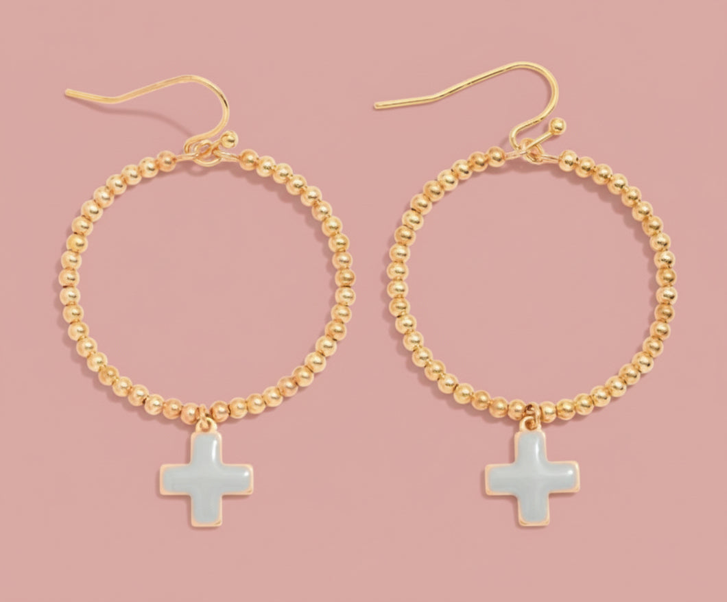 cross drop hoops, gray