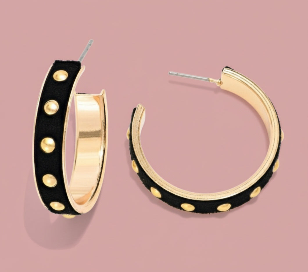 studded hoops, black