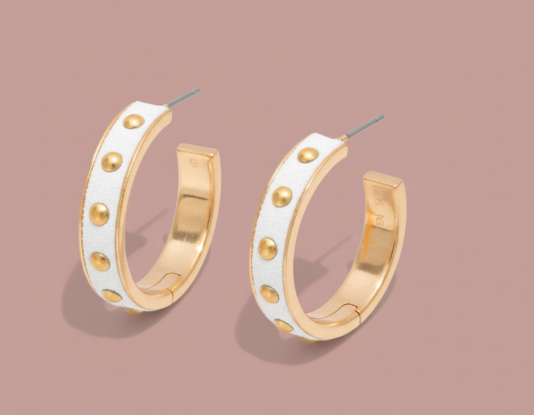 studded hoops, white