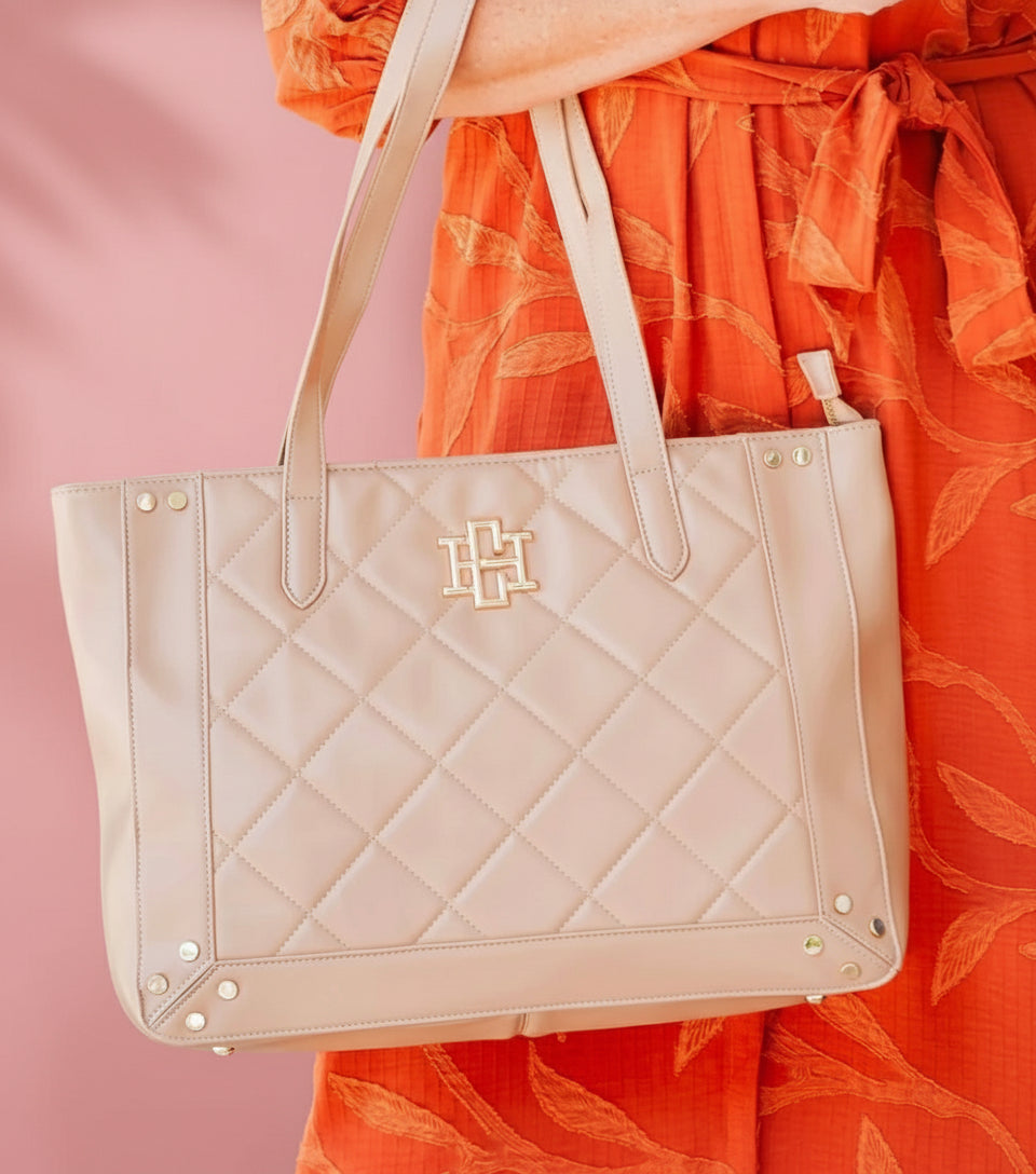 sophie zippered tote latte ld | caroline hill