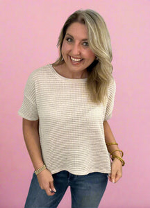 lightweight jacquard sweater, sand beige