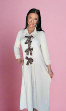 Load image into Gallery viewer, leopard bow midi dress, beige
