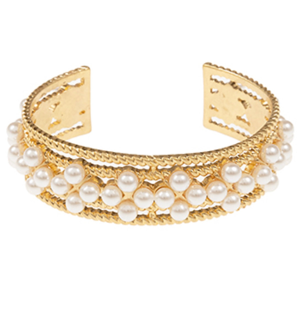 pearl metal cuff bracelet