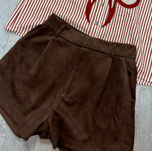 Load image into Gallery viewer, high-waist suede shorts, brown
