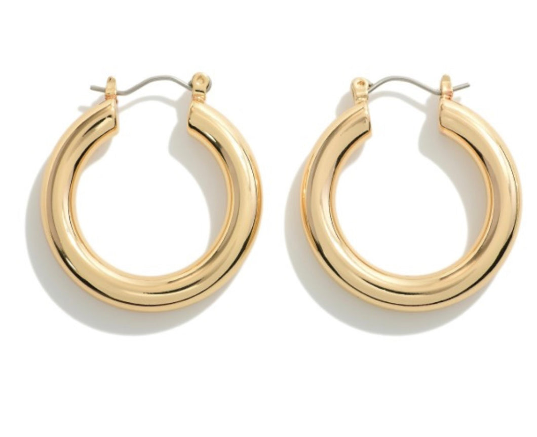 gold chunky hollow hoop, large