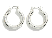 Load image into Gallery viewer, silver chunky hollow hoop, small
