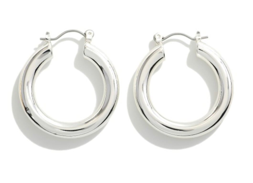 silver chunky hollow hoop, small