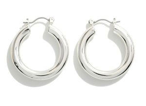 silver chunky hollow hoop, large