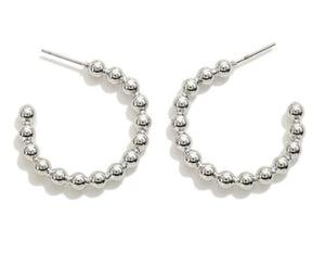 silver bead hoop earrings