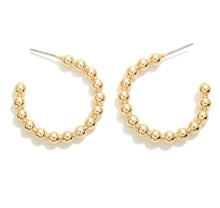 Load image into Gallery viewer, gold bead hoop earrings
