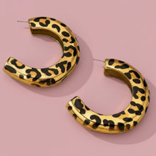 Load image into Gallery viewer, hollow leopard hoops
