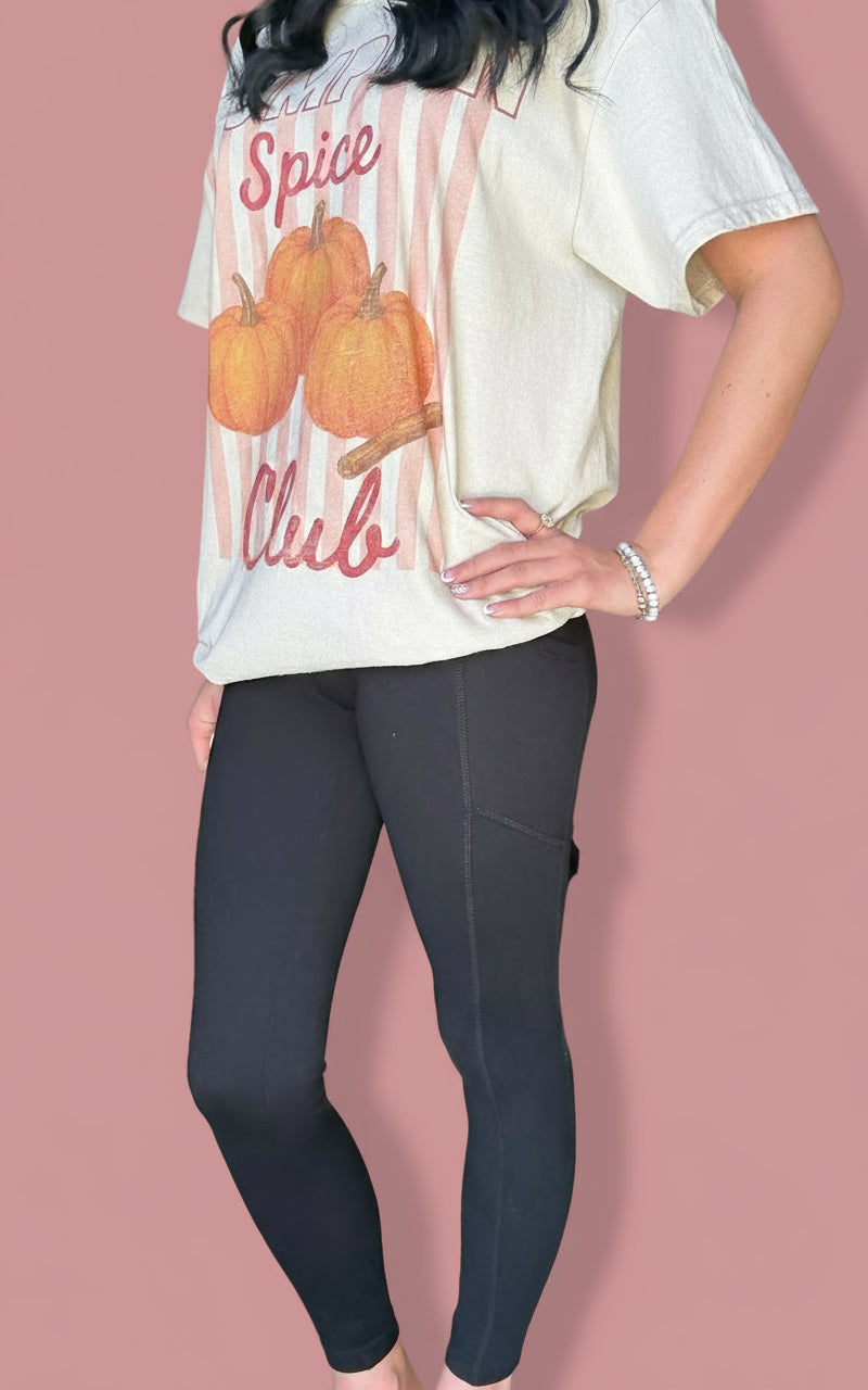 high waisted full length leggings, black
