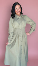 Load image into Gallery viewer, autumn smocked midi, olive
