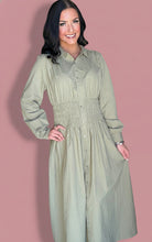 Load image into Gallery viewer, autumn smocked midi, olive
