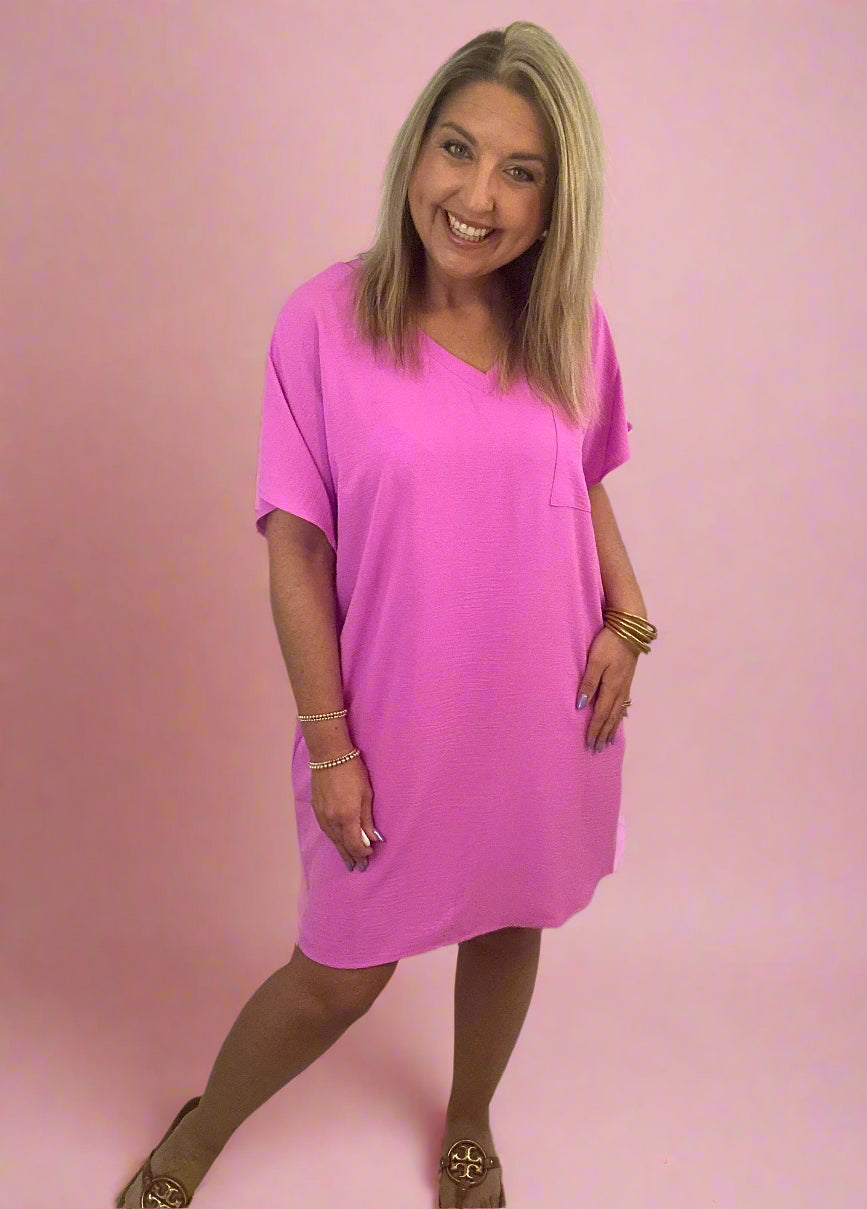airflow pocket dress, bright mauve