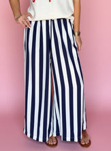 Load image into Gallery viewer, the dockside wide leg pant, navy stripe

