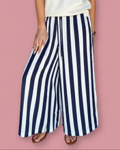 Load image into Gallery viewer, the dockside wide leg pant, navy stripe
