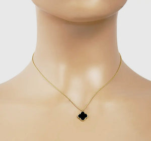 clover charm necklace, black