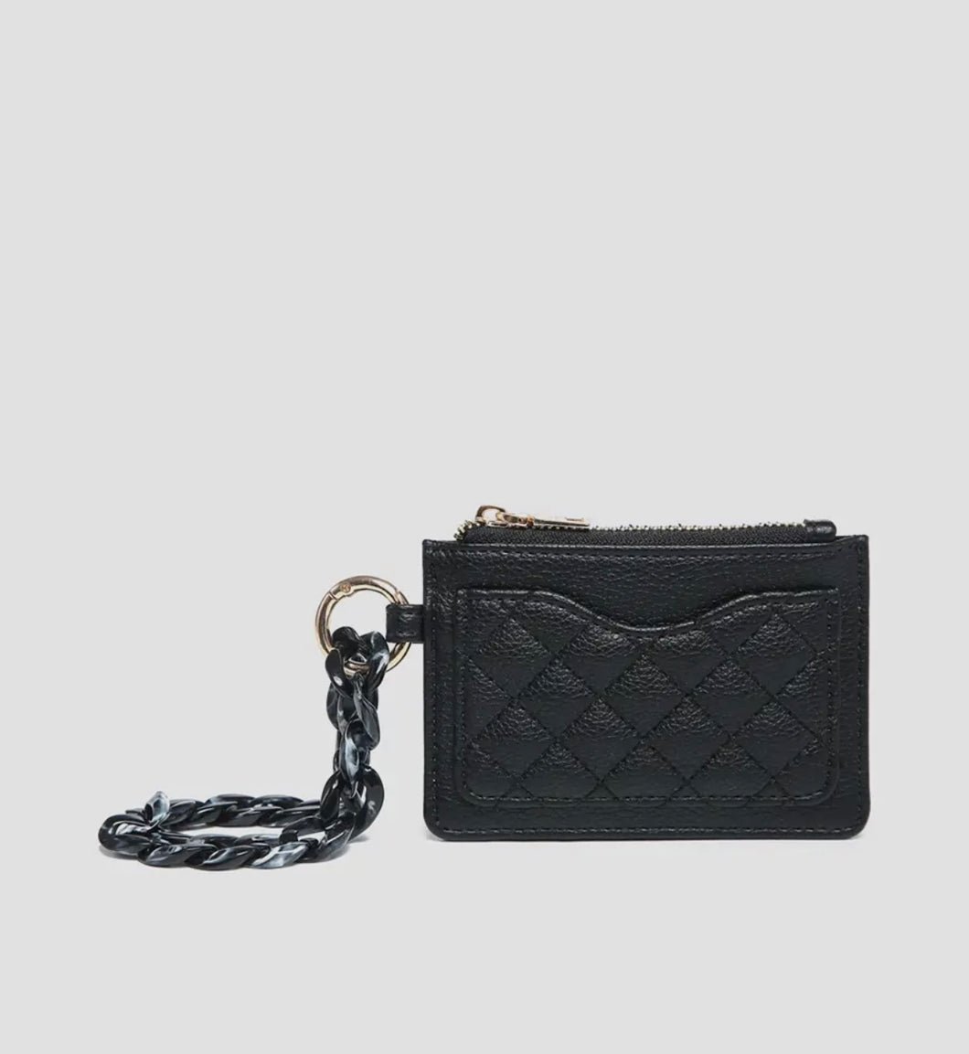 rhodes quilted wallet w/ chain bangle, black