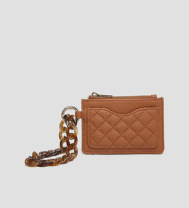 rhodes quilted wallet w/ chain bangle, brown