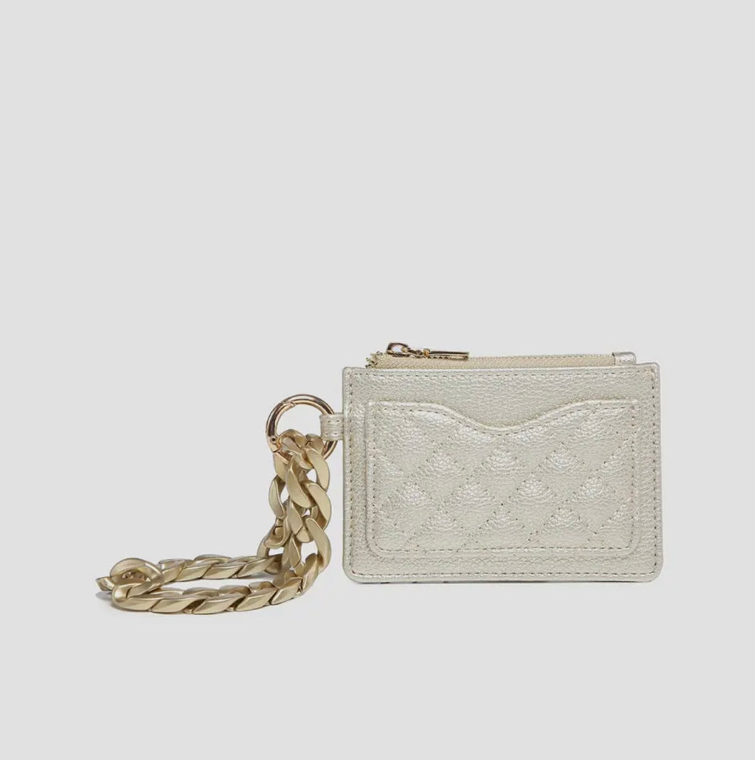 rhodes quilted wallet w/ chain bangle, gold
