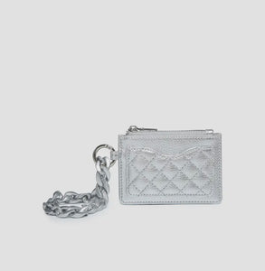 rhodes quilted wallet w/ chain bangle, silver
