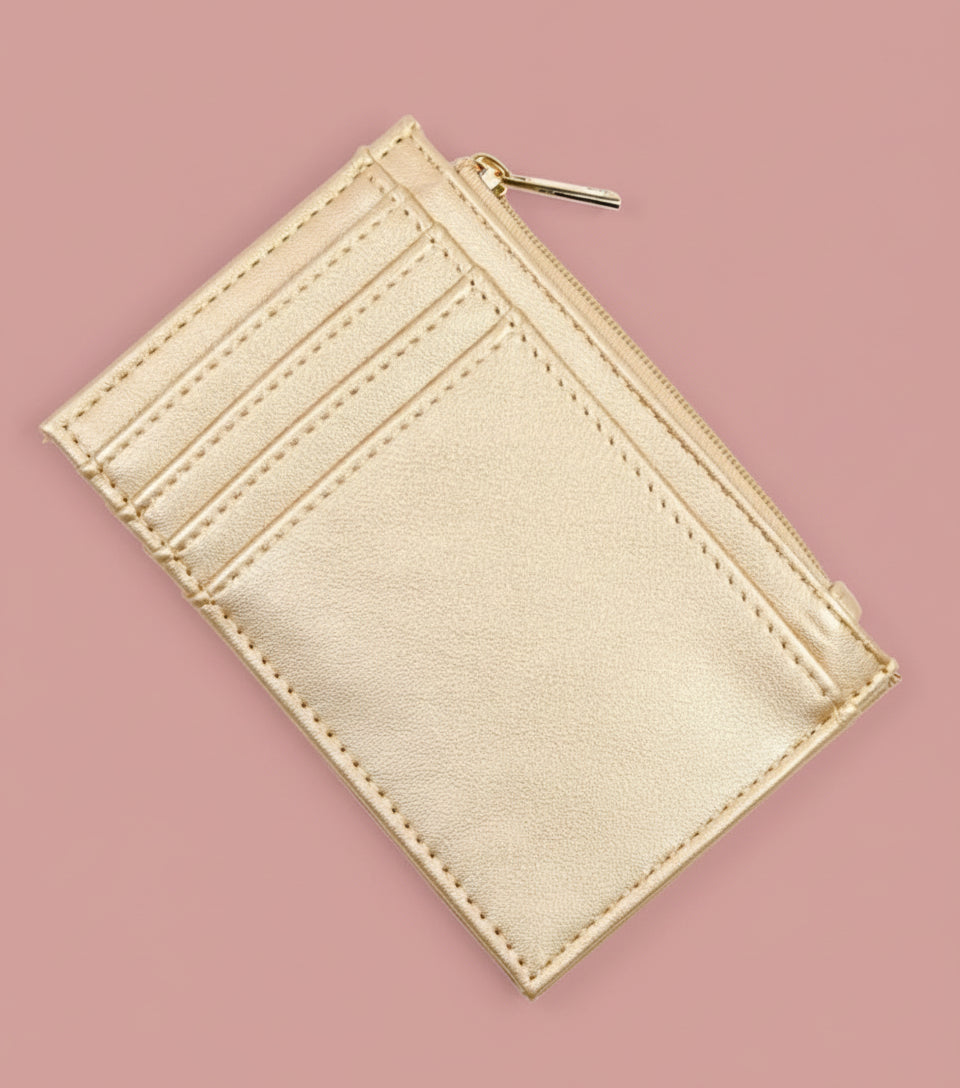 molly zip card holder, gold | caroline hill