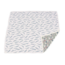 Load image into Gallery viewer, blue shadow whales and marina sailboats bamboo blanket | newcastle
