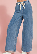 Load image into Gallery viewer, wide leg drawstring elastic waist denim pants | zenana
