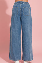 Load image into Gallery viewer, wide leg drawstring elastic waist denim pants | zenana
