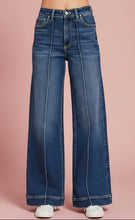Load image into Gallery viewer, high rise wide leg pintuck denim pants, dark wash | zenana

